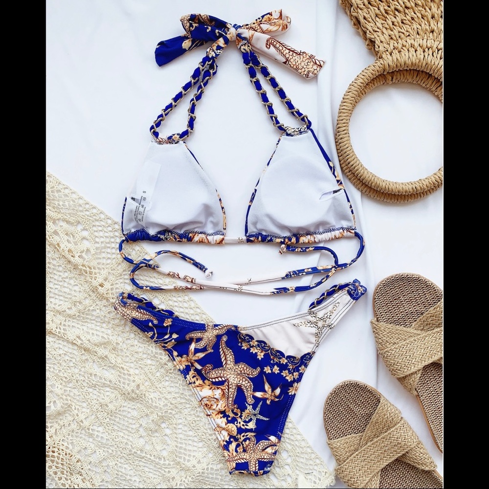 Printed blue starfish bikini set June sale - Picture 3 of 7